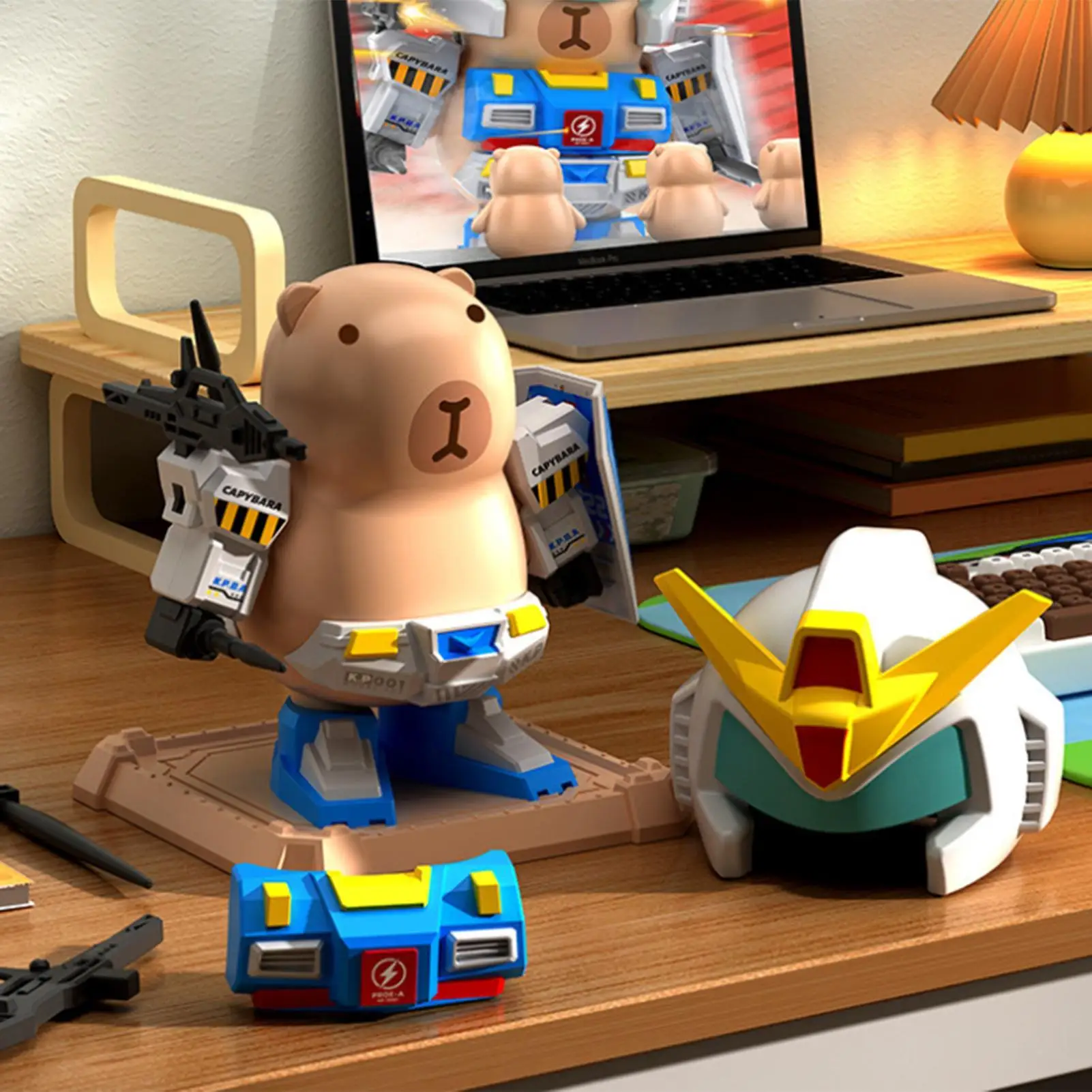 휴대용 카피바라 자석 메카 피규어 손으로 조립할 수 있는 카피바라 장난감 데스크탑 장식 창의적인 로봇 동물 장난감 게임