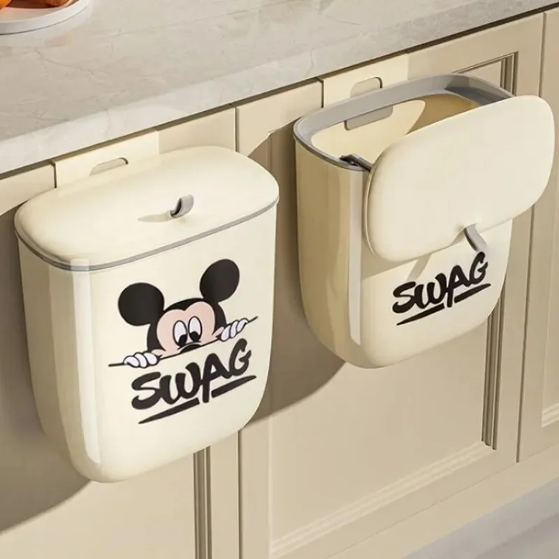 Disney Mickey Cartoon Creative Exquisite Household Trash Can Cute Kawaii Animation Character Hanging Storage Bucket Wholesale