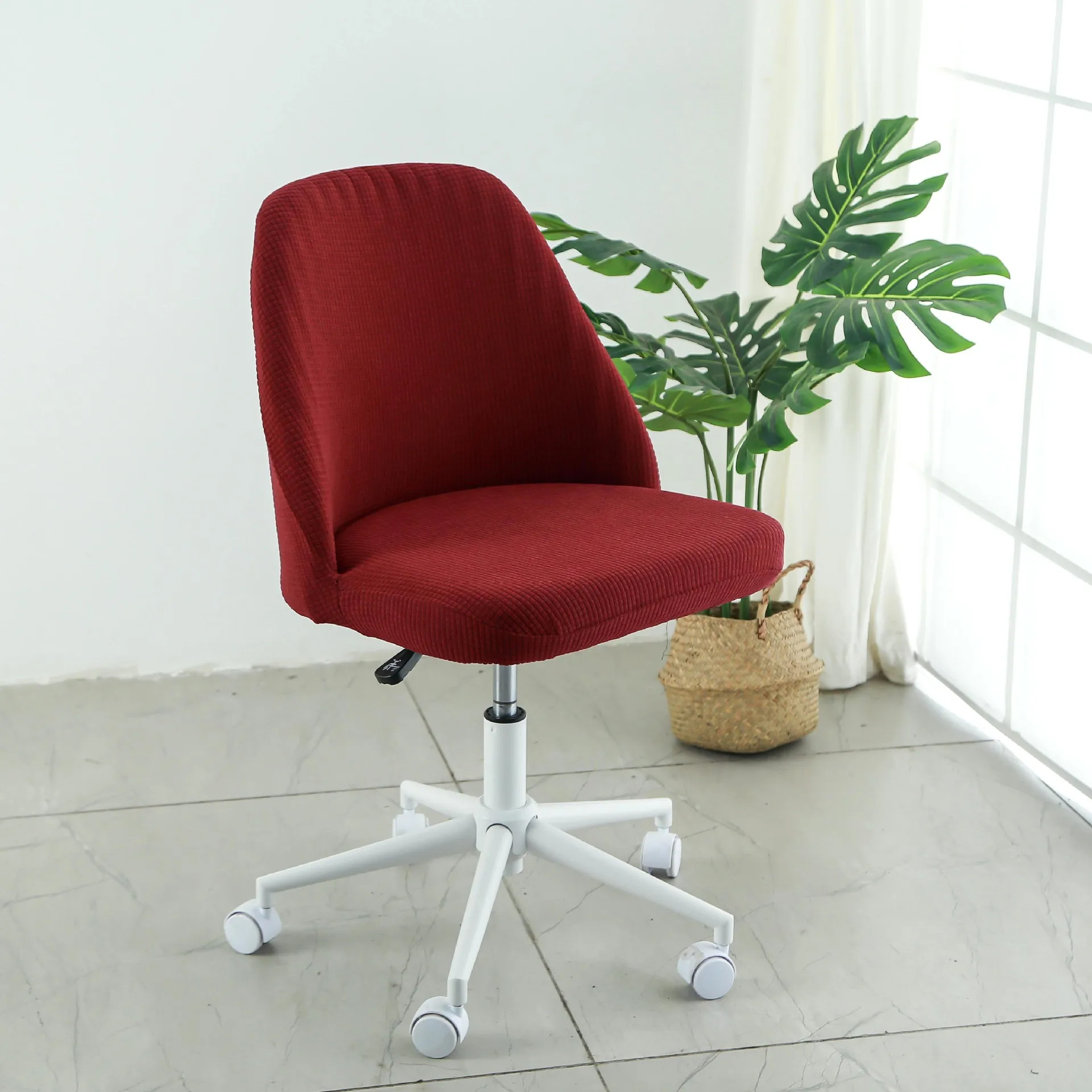 

Mid-Back Armless Task Chair Cover Solid Color Dining Chair Slipcovers Elastic Scandinavian Chairs Cover For Kitchen Hotel Home
