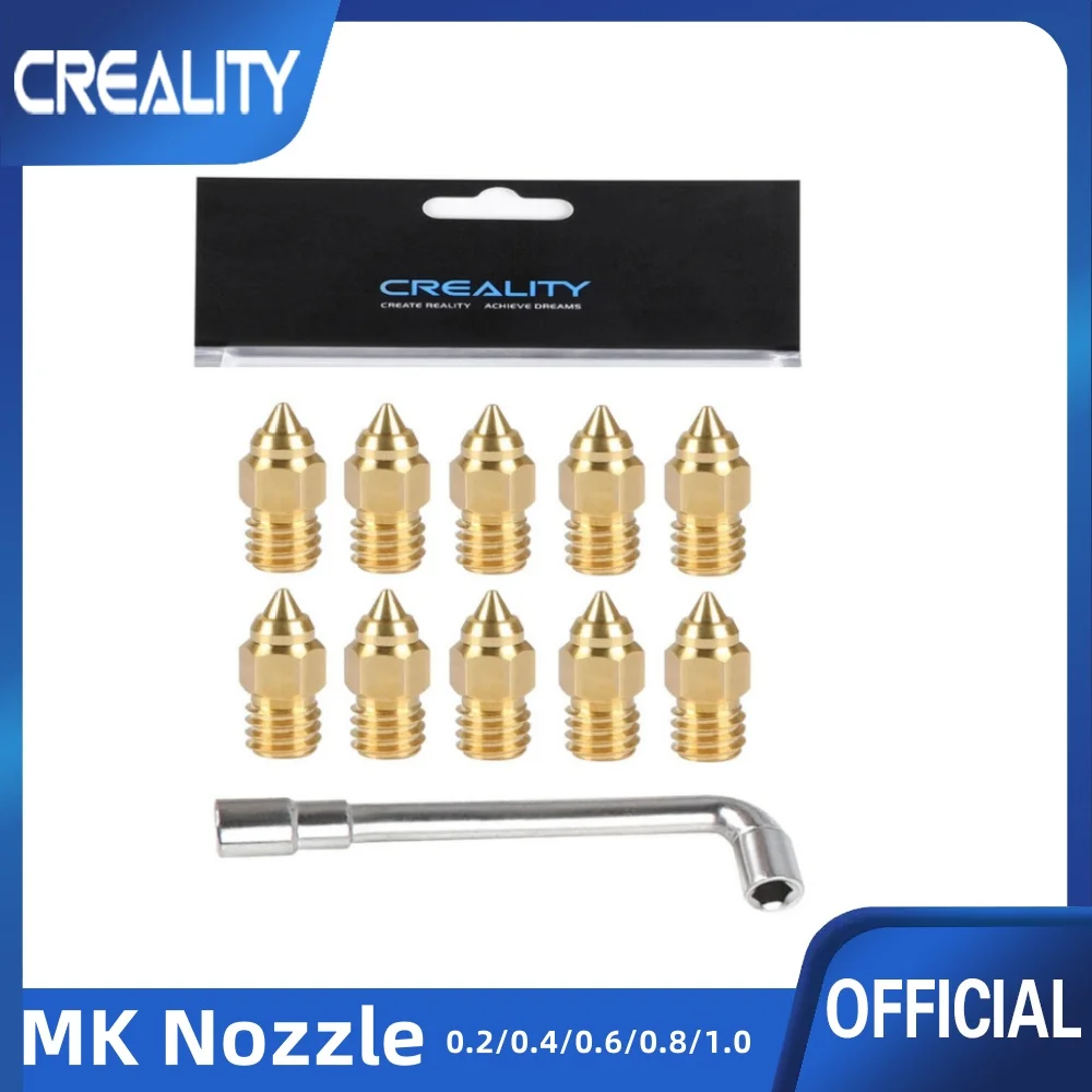 Creality 10Pcs Set 0.2/0.3/0.4/0.6/0.8mm Hotend Extruder Brass Nozzles for CR-6 SE Ender-3 Series Ender-5 Series Printer
