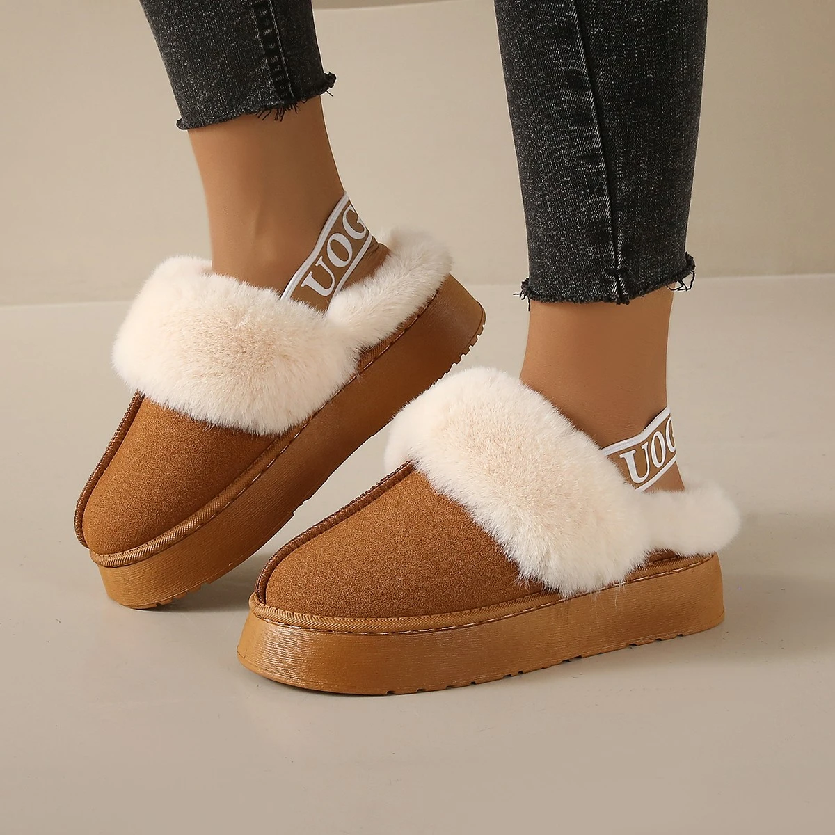 Fashion Fur Slippers Women Fluffy Winter House Shoes Memory Foam Fuzzy Slippers Short Plush Slipper Indoor and Outdoor D209