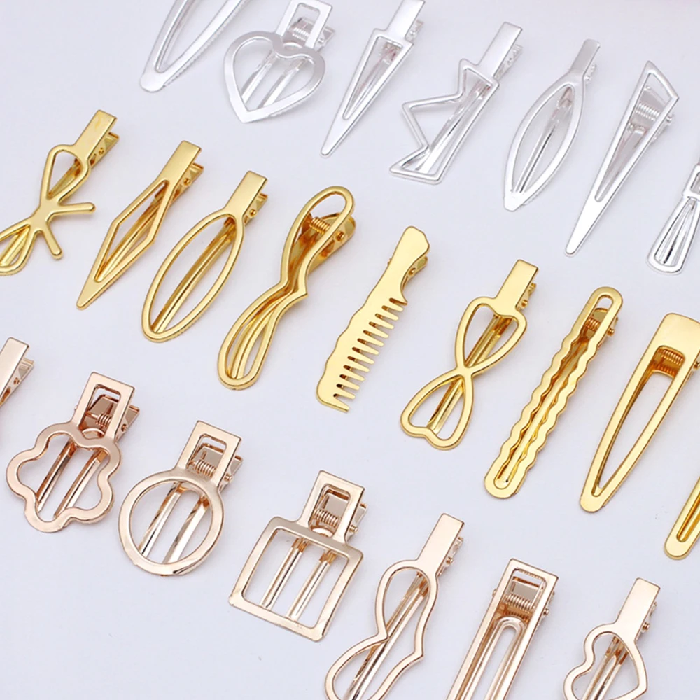 REGELIN 10pcs KC/Gold/Silver Copper Hair Jewelry Settings Blank Base DIY Hair Clip Hairpins Barrette Retro Hair Wear Accessories