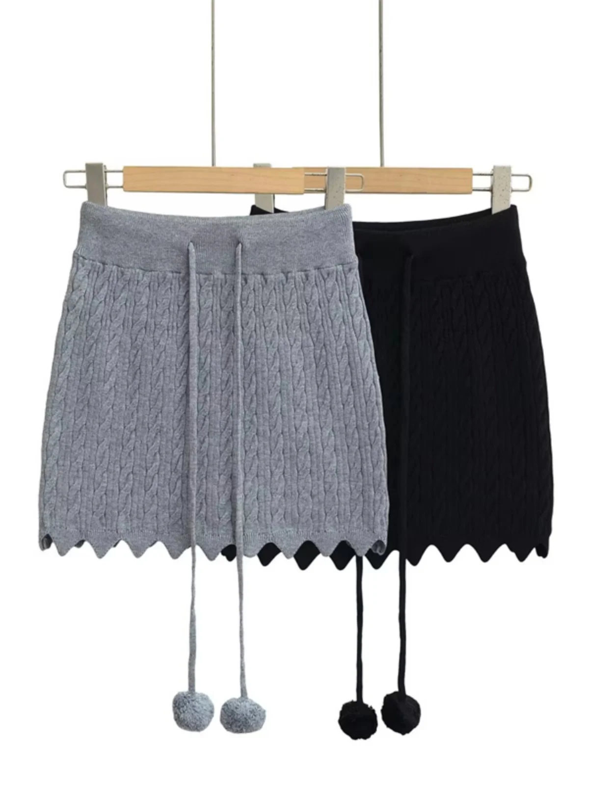 Sexy macio malha f saia com arco bola torção onda envoltório em torno de cintura alta ort rua sle cor pura versátil na moda