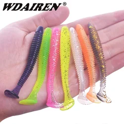 10pcs/Lot Worm Silicone Soft Bait 5cm 7cm Artificial Carp T Tail Swimbait Fishing Lure Tackle Craws Jig Wobblers Pesca