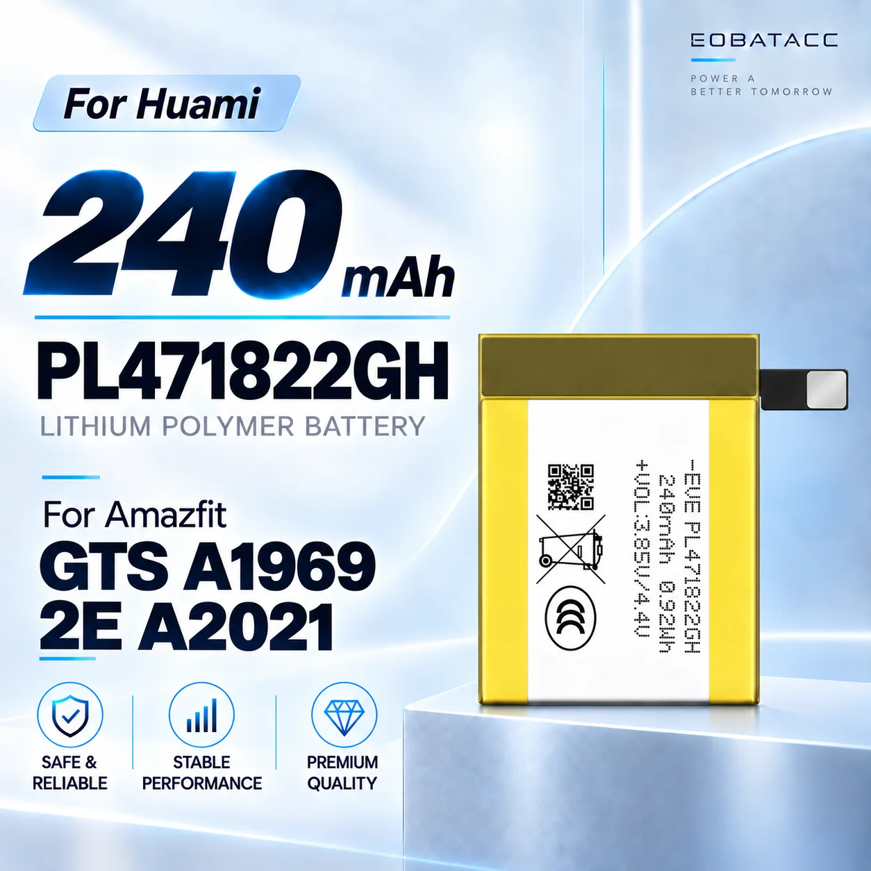 New PL471822GH 240mAh Replacement Battery For Huami Amazfit GTS A1969 2E A2021 Smartwatch Long-lasting +Free Tools
