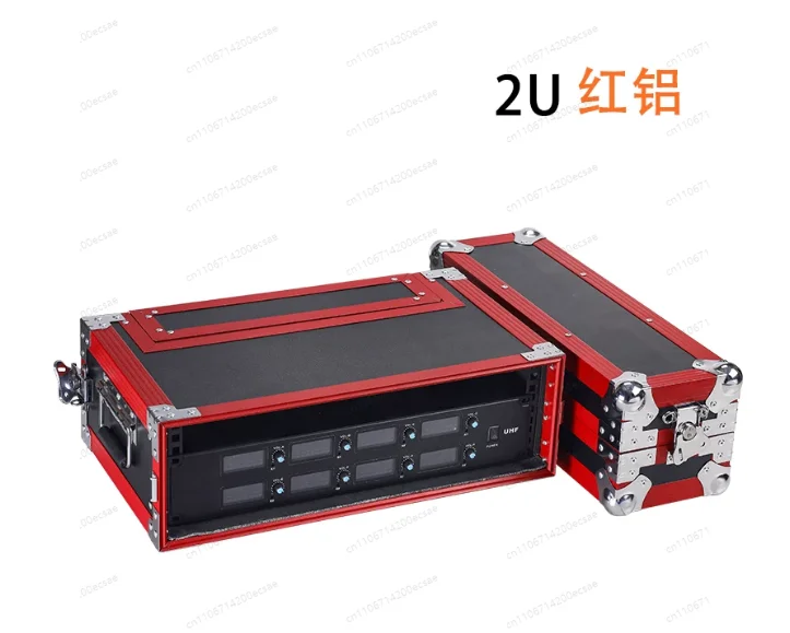 2U  Wireless Microphone Flight Case Rack, Receiver & Accessories Aluminum Alloy Mixer Box