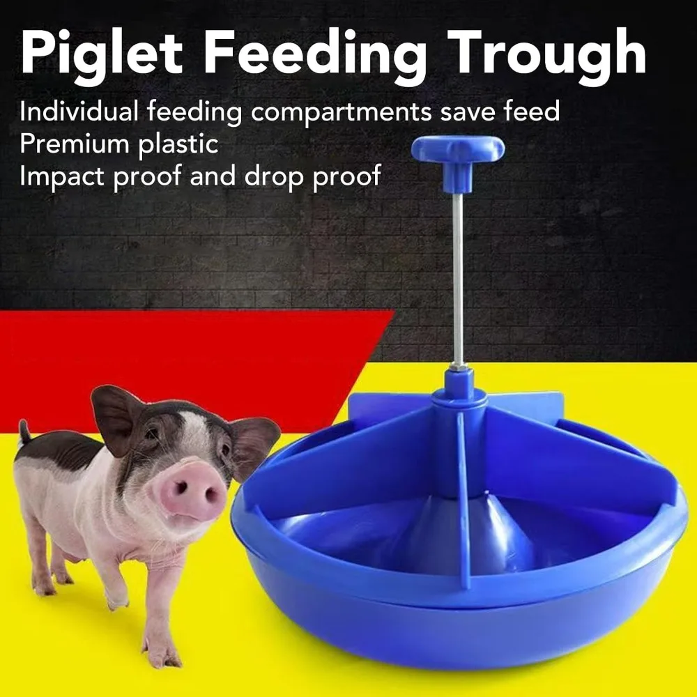 Durable Blue Feeding Trough Plastic Smooth Edges 5 Slot Feeder Stable Base 5 Slot Round Feeder Bowl Farm