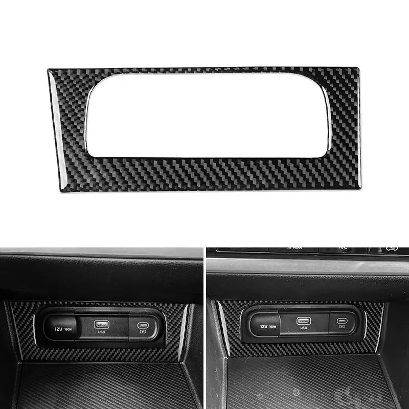 Car Styling Interior Soft Carbon Fiber Sticker Accessories USB Charging Port Frame Trim For Kia Sportage 2022 2023 2024 2025