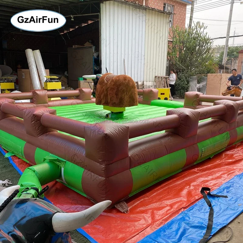 Factory Custom Commercial Mechanical Bull Inflatable Eco-Friendly Blower Bull Fighting Machine Set Competitive Game for 14 Years