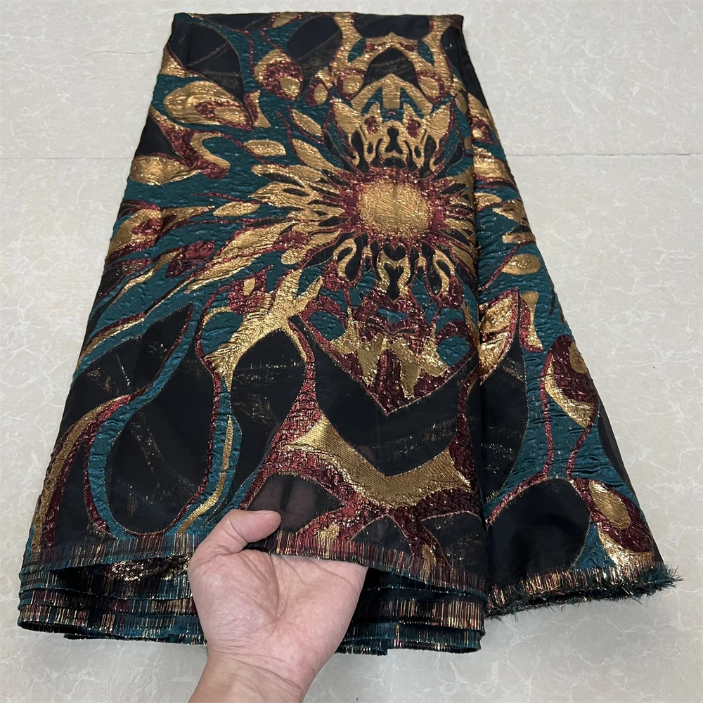 

Африканский нигерийский высококачественный тюль, кружевная ткань, органза, вышивка, гипюр для вечернего платья, жаккардовое свадебное платье, 5 ярдов, YXZ170