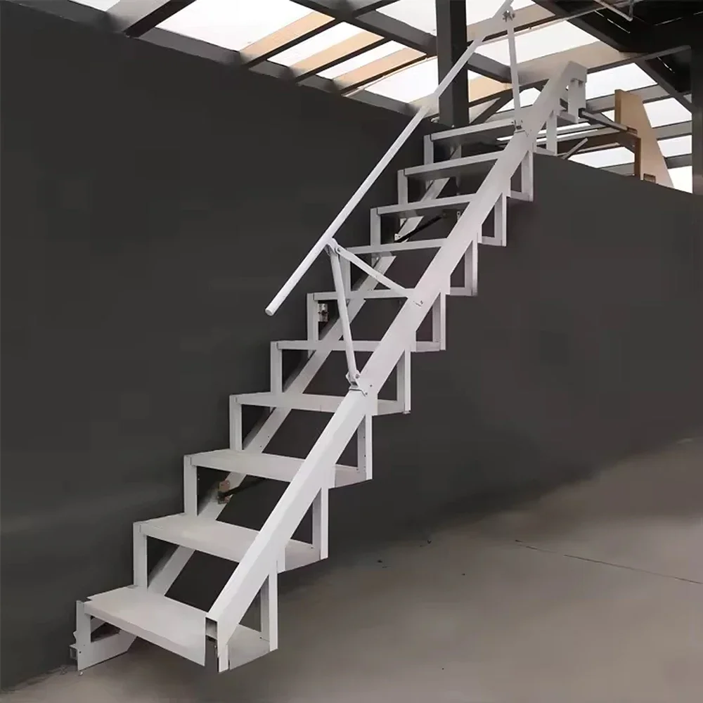 

Wall-Mounted Folding Ladder, Custom Space-Saving Hidden Staircase for Home Interior Sidewall Attachment