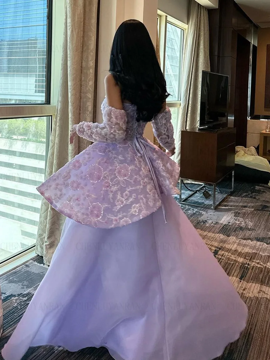 Lavender Sequin Lace Formal Occasion Dresses 2023 Sweetheart Tiered Luxury Ball Gowns Lace Up Evening Party Gowns فساتين الحفلات