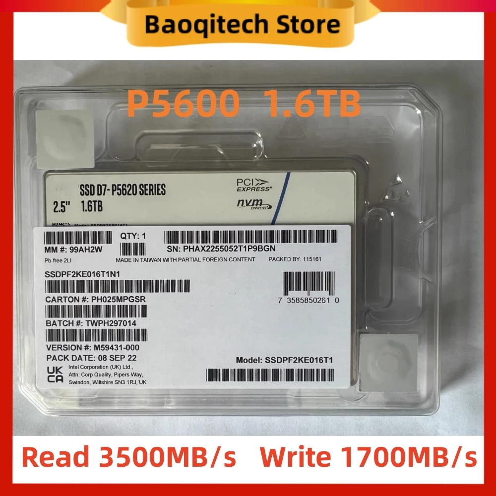 P5600 SSD PCIe 1. 2 3D3 TLC NAND SSD baru 1.6T 3.2T 6.4T 4.0 T enterprise D7 untuk Server solid state drive Intel