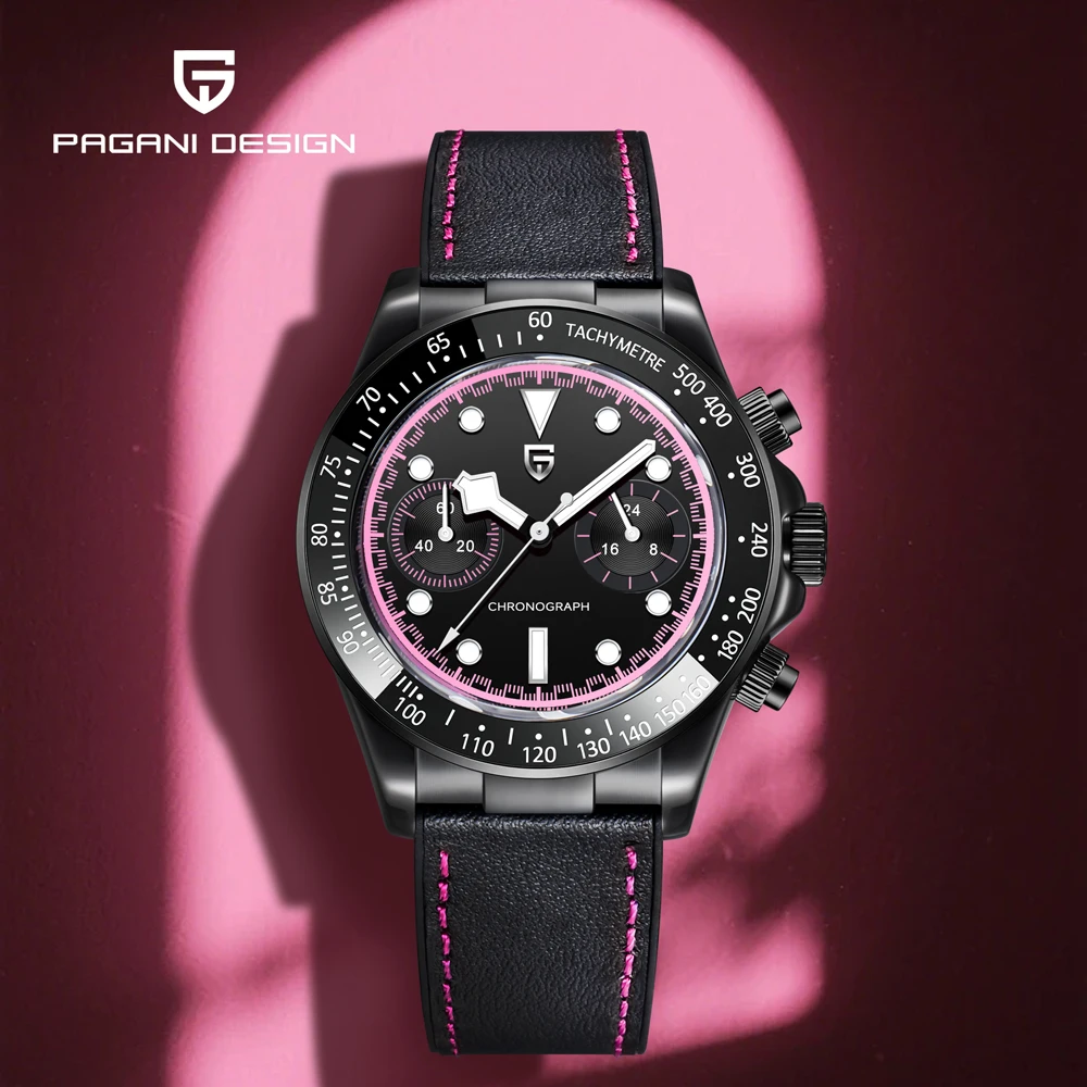 

PAGANI DESIGN Watches Leather Powder Luxury Quartz Watch For Men AR Sapphire Crystal VK64 Movement Waterproof Sports Men's Watch