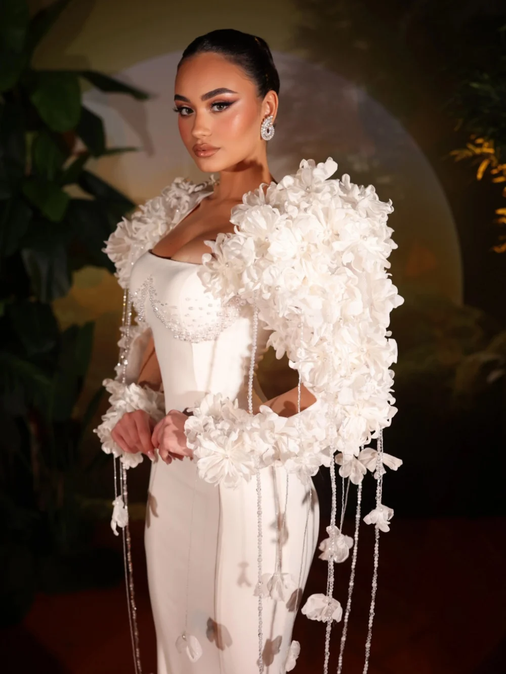 تسلق اللؤلؤ شرابة فستان الزفاف ثلاثية الأبعاد الأزهار الساتان حورية البحر فستان زفاف جديد مخصص حالمة الطابق طول فساتين للعروس #4