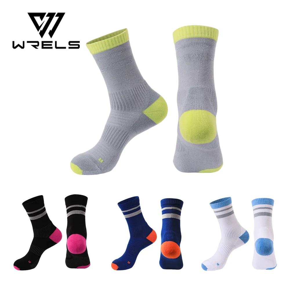 WRELS 1/2/3 Paar Sportsocken, atmungsaktiv, feuchtigkeitsableitend, Laufsocken für Herren und Damen, nahtlose Baumwollsocken, geruchsneutral, Wandern, Fitnessstudio