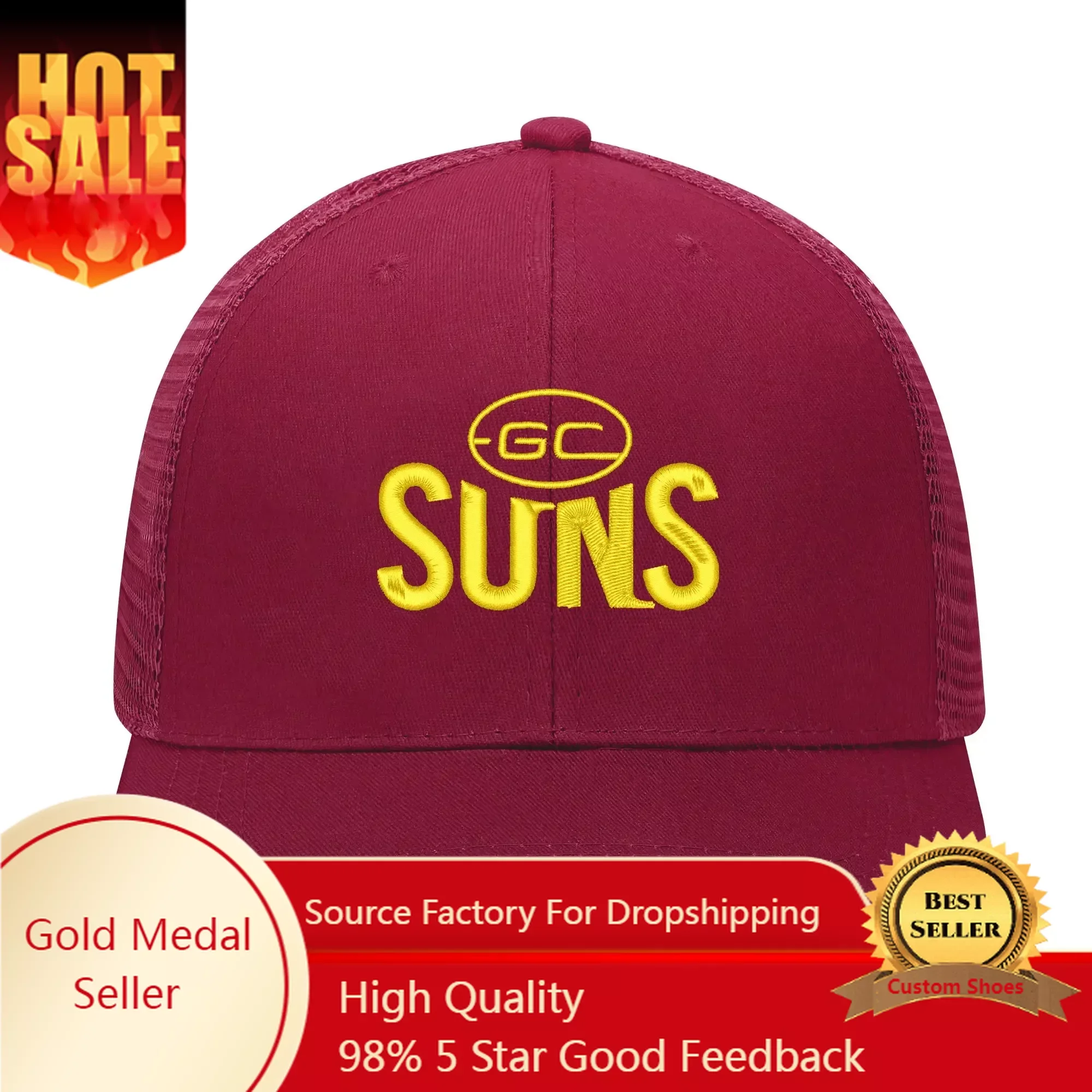 

Gold Coast Australian Football Embroidery Hat Mens Womens High Quality Casual sports cap breathable Custom Made Adjustable Size