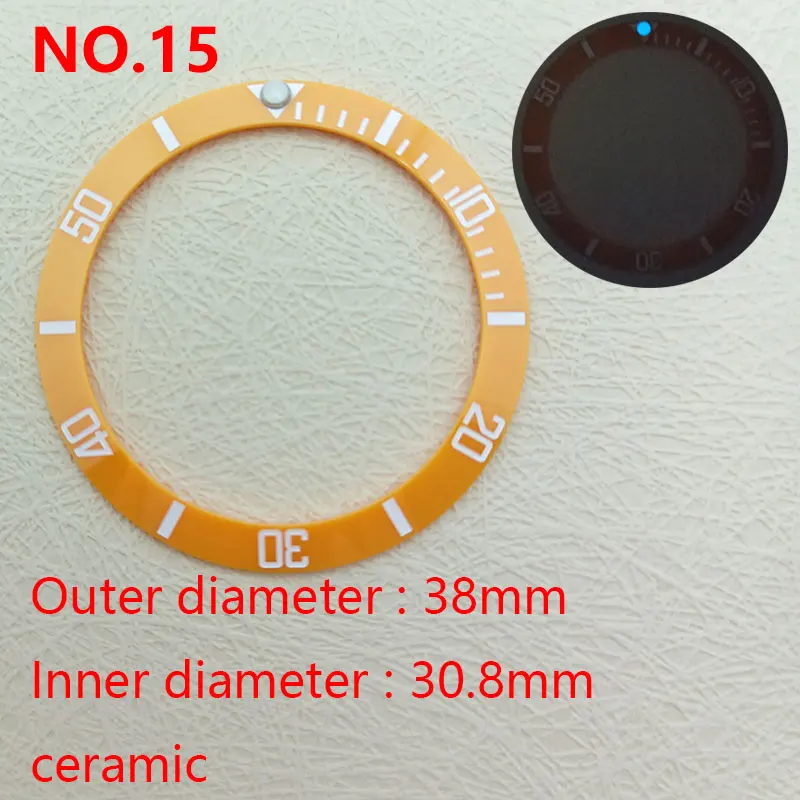 38mm SUB Luminous Ceramic Bezel Insert Fit 40mm Watch Case Insert Ring With NH36 NH35 Movement Watch Accessories Luminous Pearl