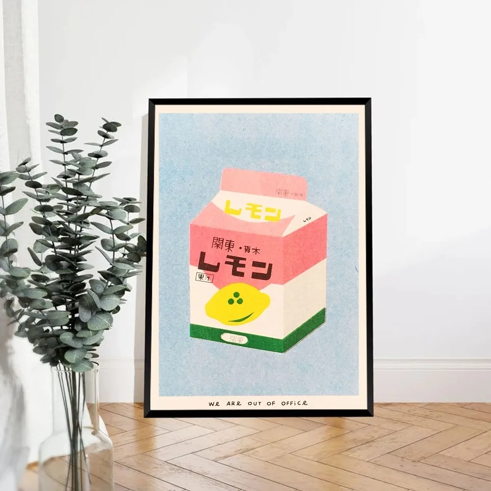 Japanese Pink Lemon Juice Blossom Ink Canned Sardine Tomato Whitepaper Poster HD Quality Poster Wall Study Room Wall Decor