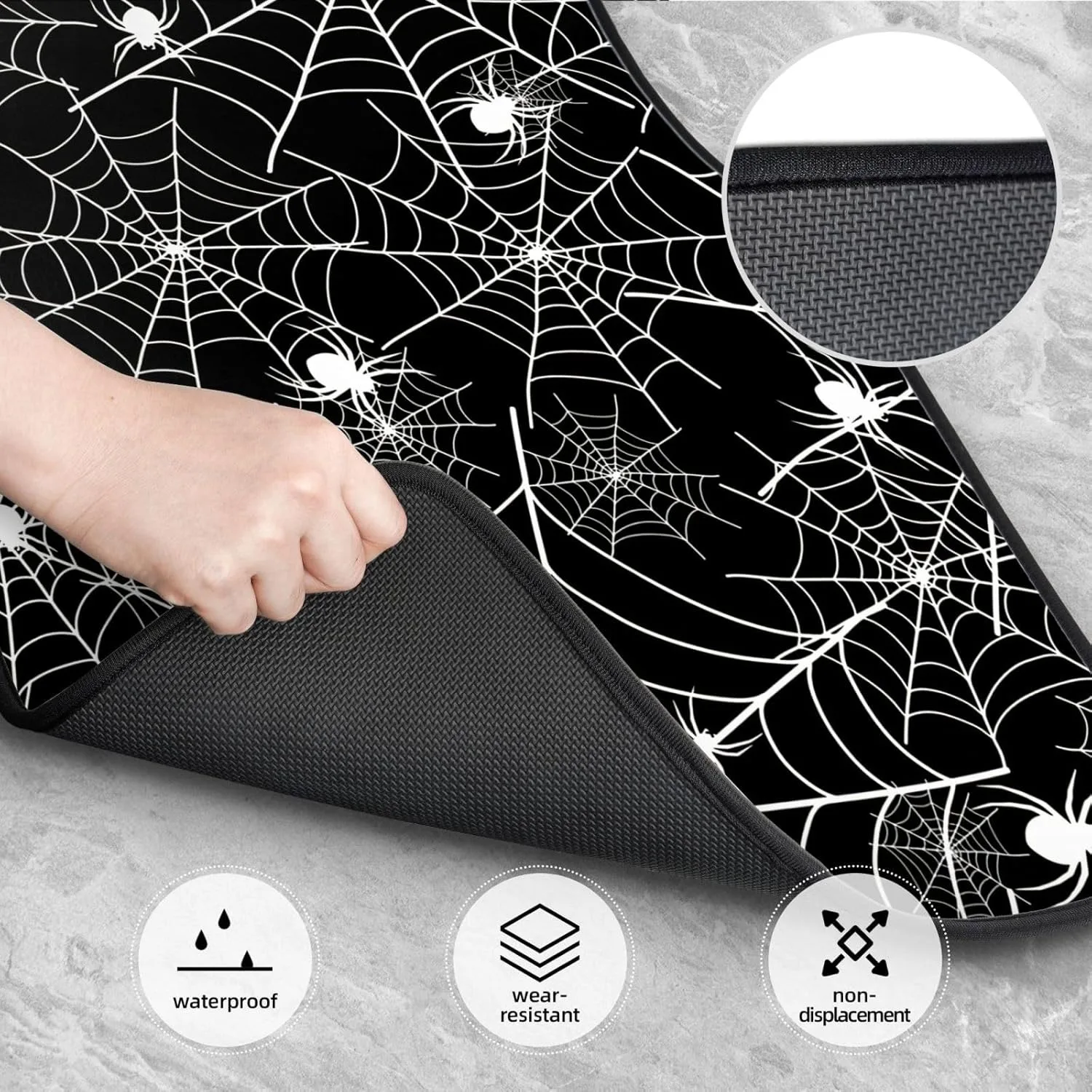 Halloween Spider Web Black Night Set Of 4 Car Floor Mats - Rubber Bottom Car Carpet For Cars, Suvs, Trucks (Two At The Front And