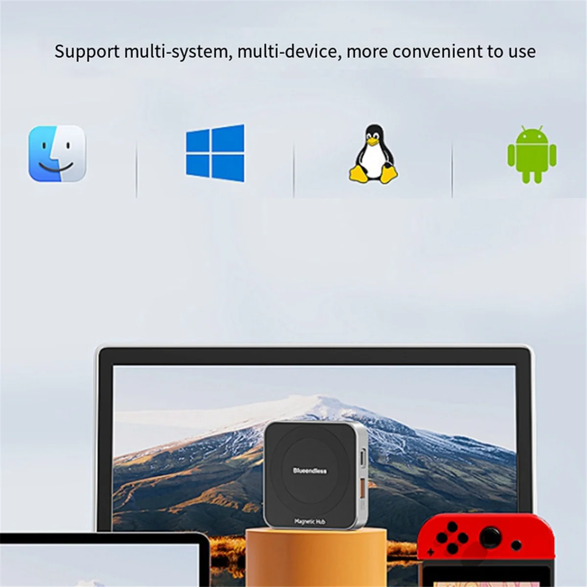 НОВАЯ магнитная док-станция BLUEENDLESS 7-в-1, USB C, магнитная док-станция для ноутбука, многопортовый адаптер USB-A, док-станция
