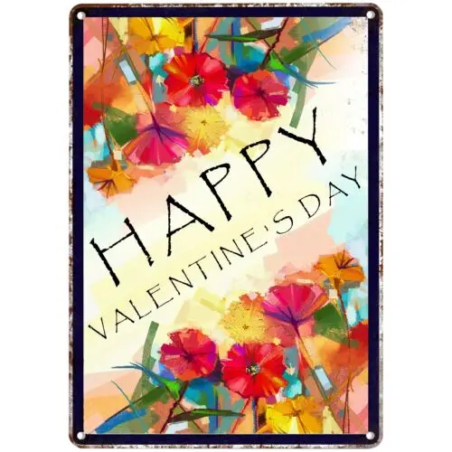 Retro Tin Sign Vintage Happy Valentine's Day Gift Sign Funny Wall Decor 12x8inch