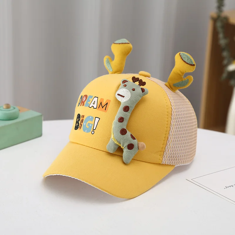 Infant Children Baseball Caps Baby Boys Girls Cute Cartoon Giraffe Mesh Breathable Hat Toddler Kids Duck Tongue Hat Wholesale