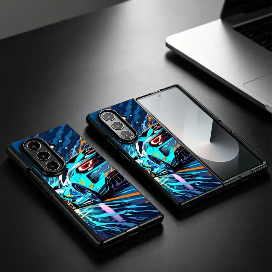 Coque de protection arrière pour Samsung Galaxy ZFold4 Z Fold 7 6 5 4 3 ZFold7 ZFold5 ZFold6 ZFold3, motif voiture de course sportive