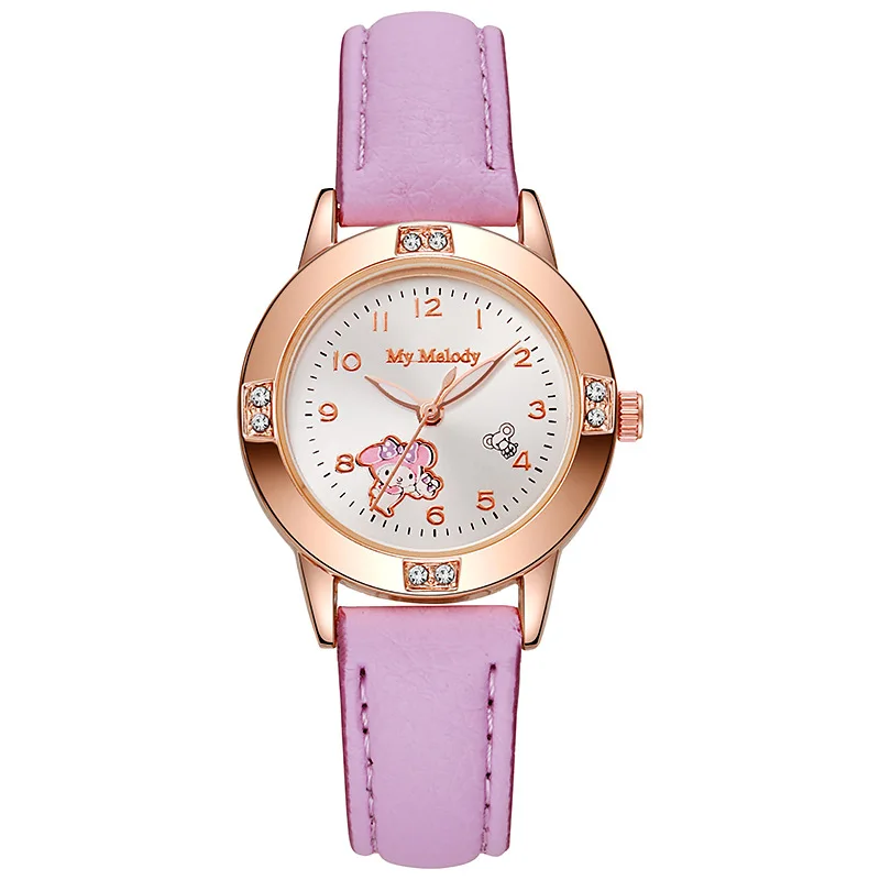 UTHAI Children's Watch Girl Cute Cartoon Watches Rose Gold Diamond Belt Middle School Girls Fashion Quartz Wristwatch