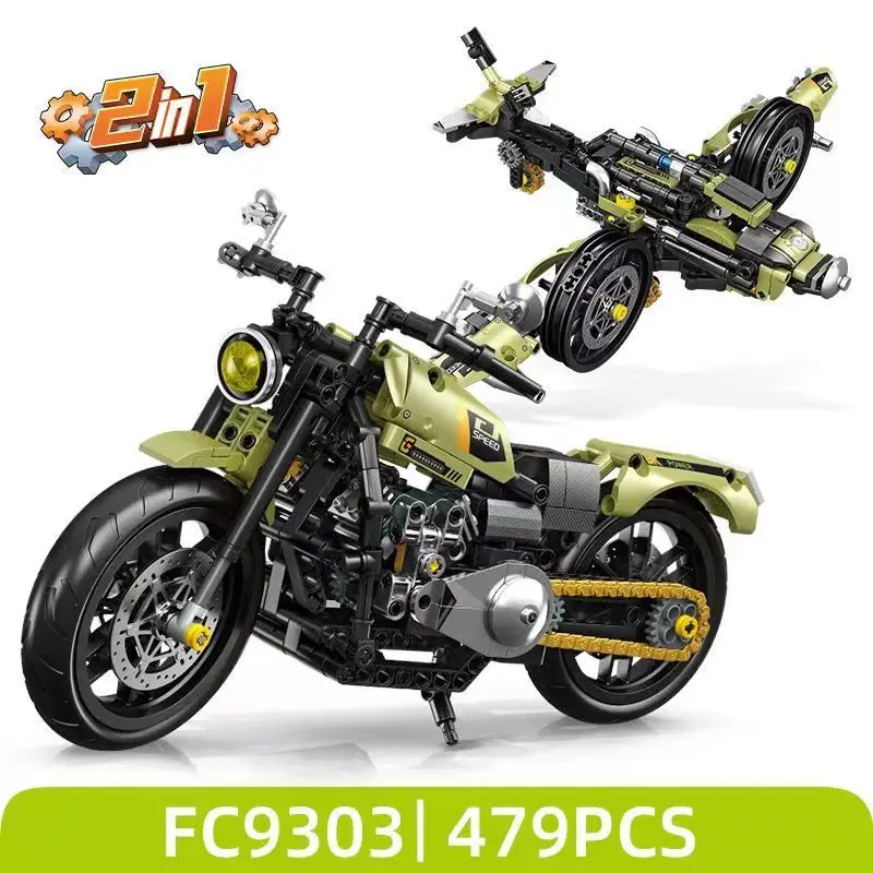 Speed Champions 2 In 1 Racing Moto 1:8 Motorcycles Building Blocks Sets DIY Classic Motorbike Model Brick Childrens Toys Gifts