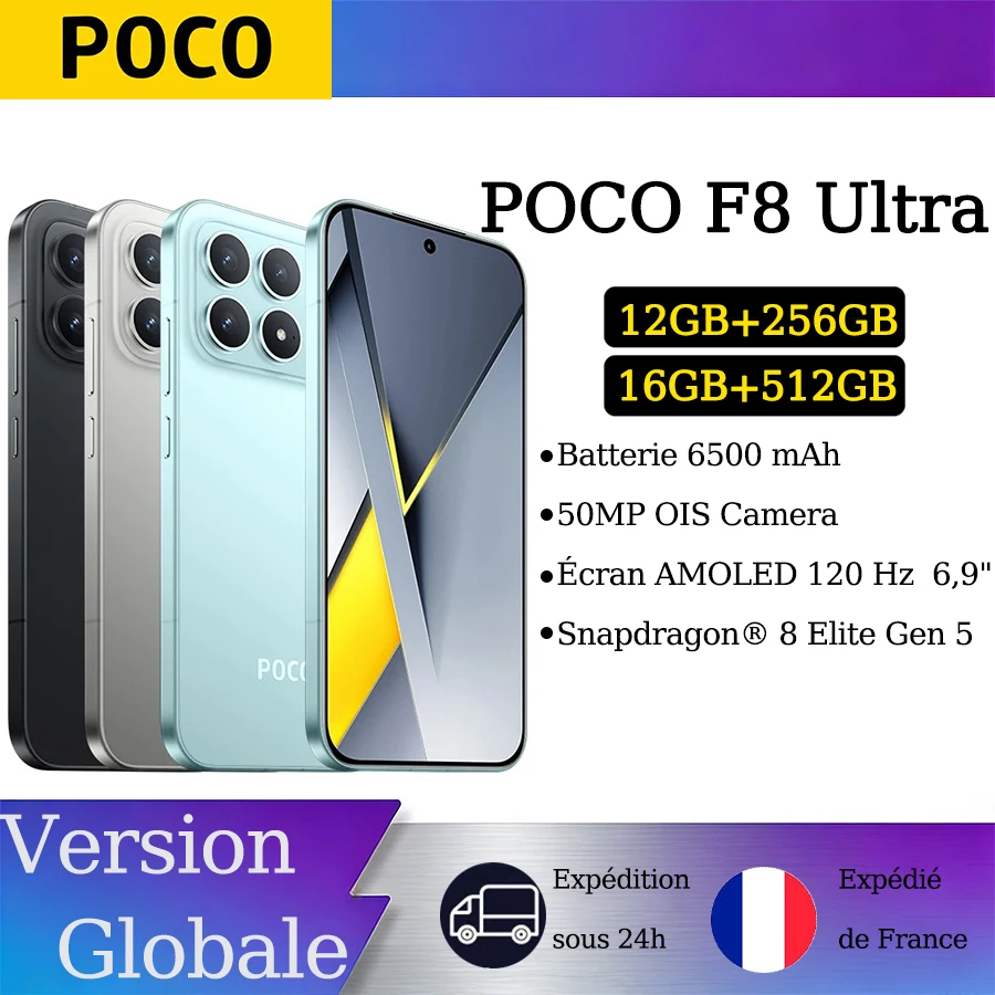 Teléfono Inteligente POCO F8 Ultra Versión Global Snapdragon ®   8 Elite Gen 5, 6500 mAh, Pantalla AMOLED HyperRGB de 6.9 Pulgadas y 120 Hz, HyperCharge de 100 W, NF