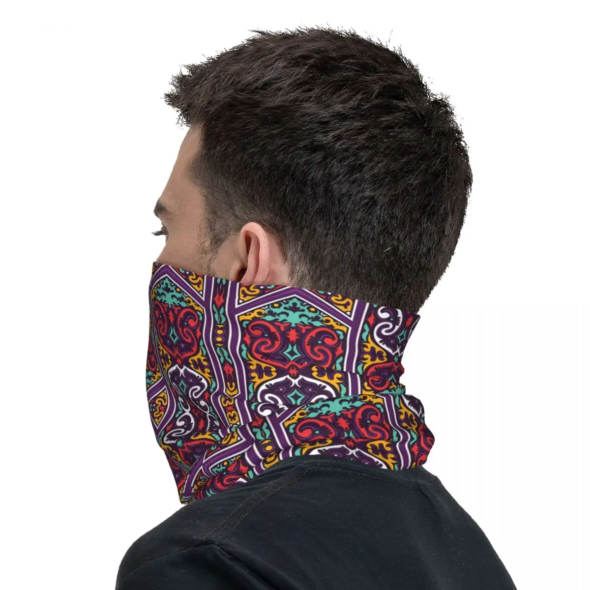 Dayak Ethnic Pattern Bandana Neck White Scarf Multi-use Headwear Fishing Unisex Adult Winter