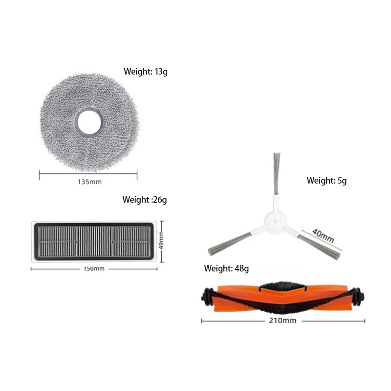 掃除機ロボット用スペアアクセサリー,メインサイドブラシ,HEPAフィルター,Dreame w20pro用モップクロス,超音波装置用