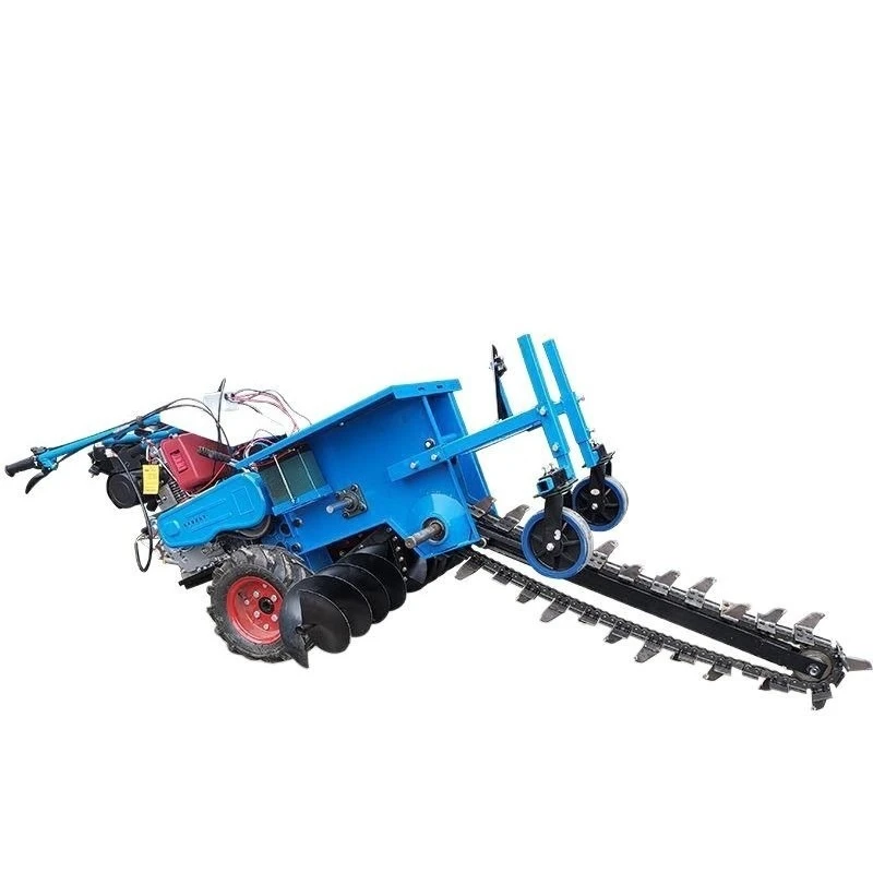 High-horsepower chain trencher, self-propelled single and double chain small hand-held chain trencher