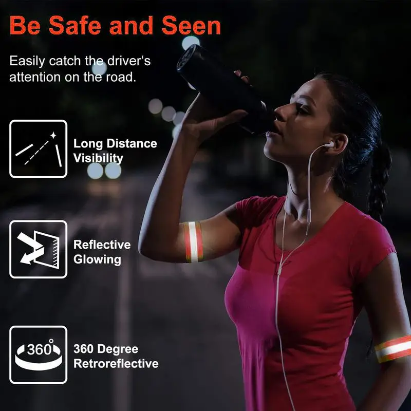 Светоотражающие ленты для запястья, эластичный защитный отражатель высокой видимости, 2 шт., светоотражающая повязка на руку, защита безопасности для ночи