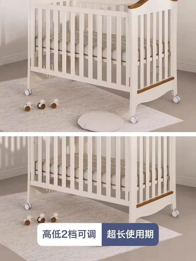 crib, newborn bed, movable splicing bed, crib, children's guardrail bed