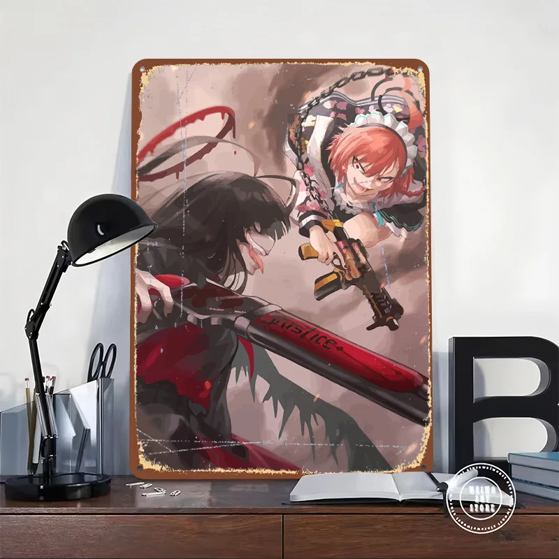 BLUE ARCHIVE Tinplate Poster Custom Wall Art Vintage Metal Signs Retro Tin Plaque for Gamer Room Decoration At Home Wand Deko