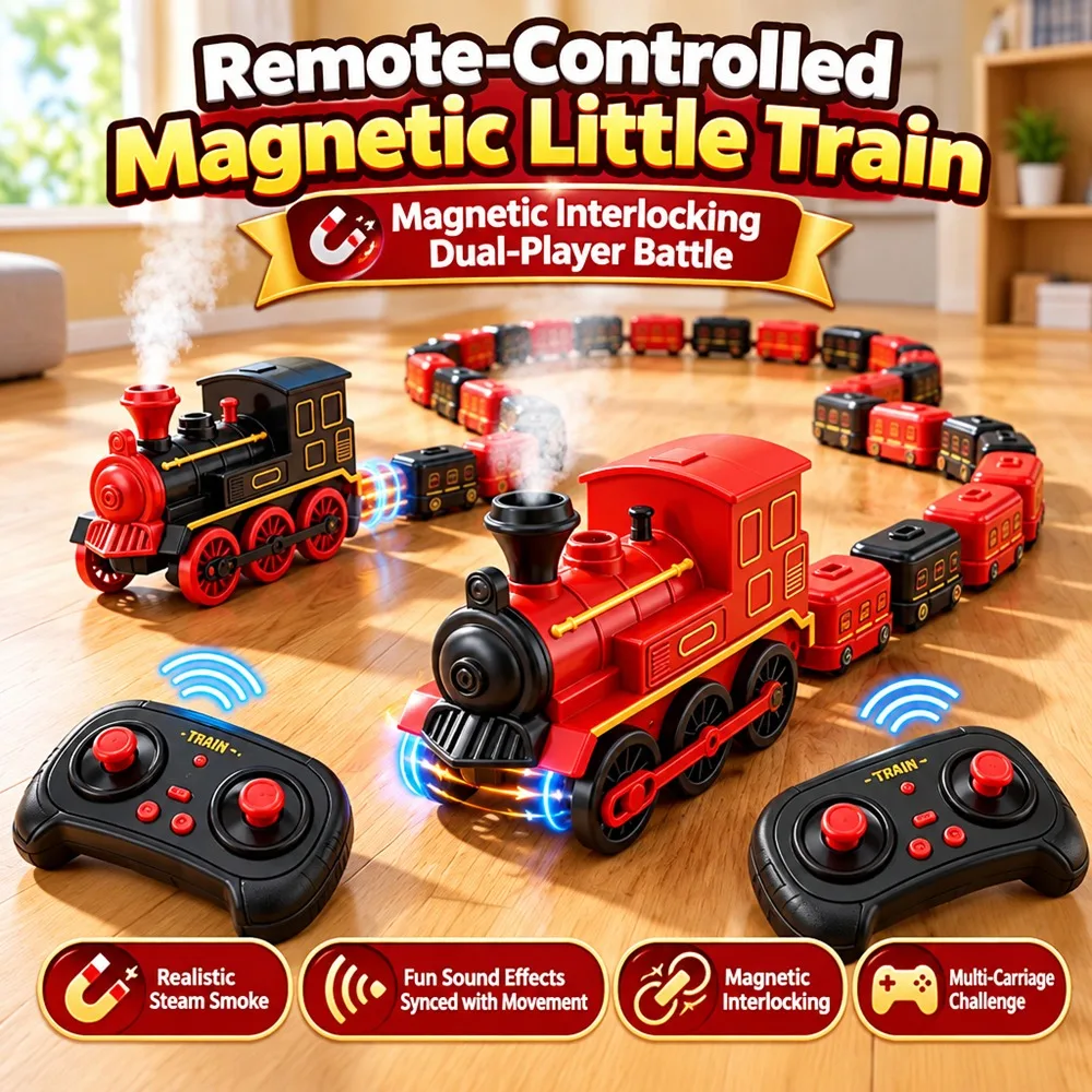 Remote Control Magnetic Greedy Little Train Magnetic Suction Greedy Snake Battle Simulation Toy Educational Interactive Play Toy
