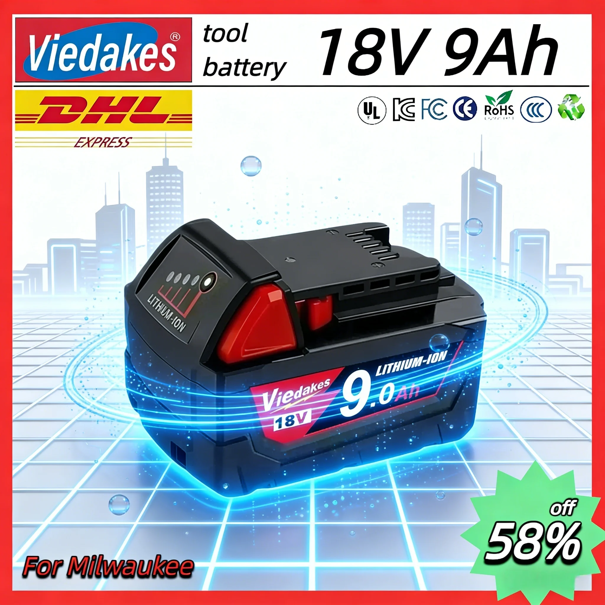 

for Milwaukee M18 Battery M18HB8 8.0Ah 18V 48-11-1815 2604-22 2604-20 21700 Milwaukee High-Power Power Tool M18 battery