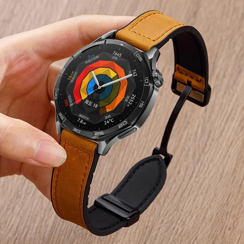 Skórzany silikonowy pasek do zegarka Huawei Watch GT 5 46 mm 41 mm Magnetyczny skórzany pasek do zegarka Huawei GT5 Pro GT4 GT3 GT2 2e