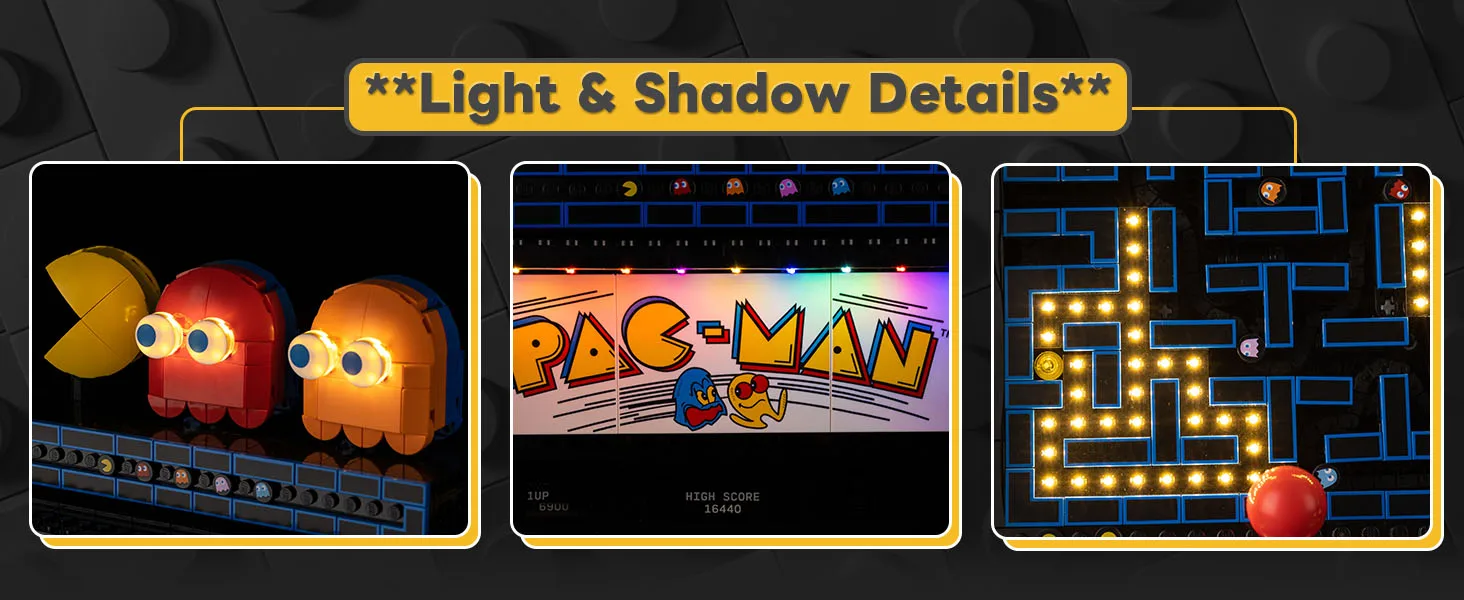Kyglaring LED-Licht-Set geeignet für Lego PAC-MAN Arcade 10323 Dekorative Lampe, keine Lego-Bausteine. – Detail 4