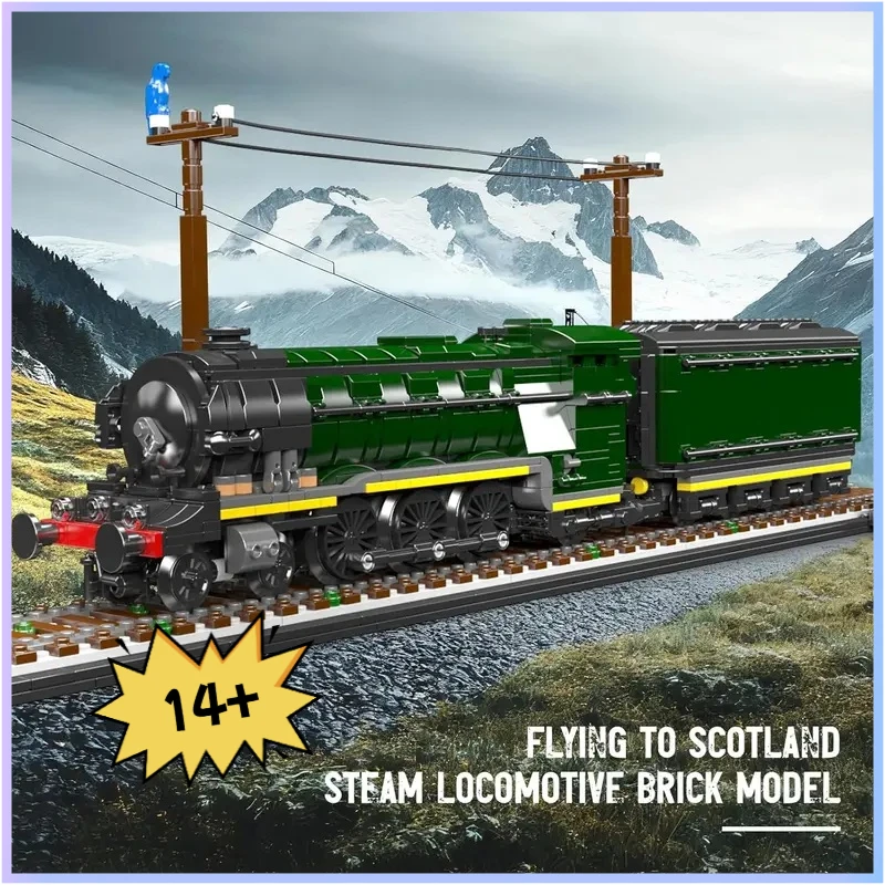 Mould King 12044 National Railway Series The Flying Scotsman Steam Locomotive Building Blocks Set Collectible Train Toy Gift