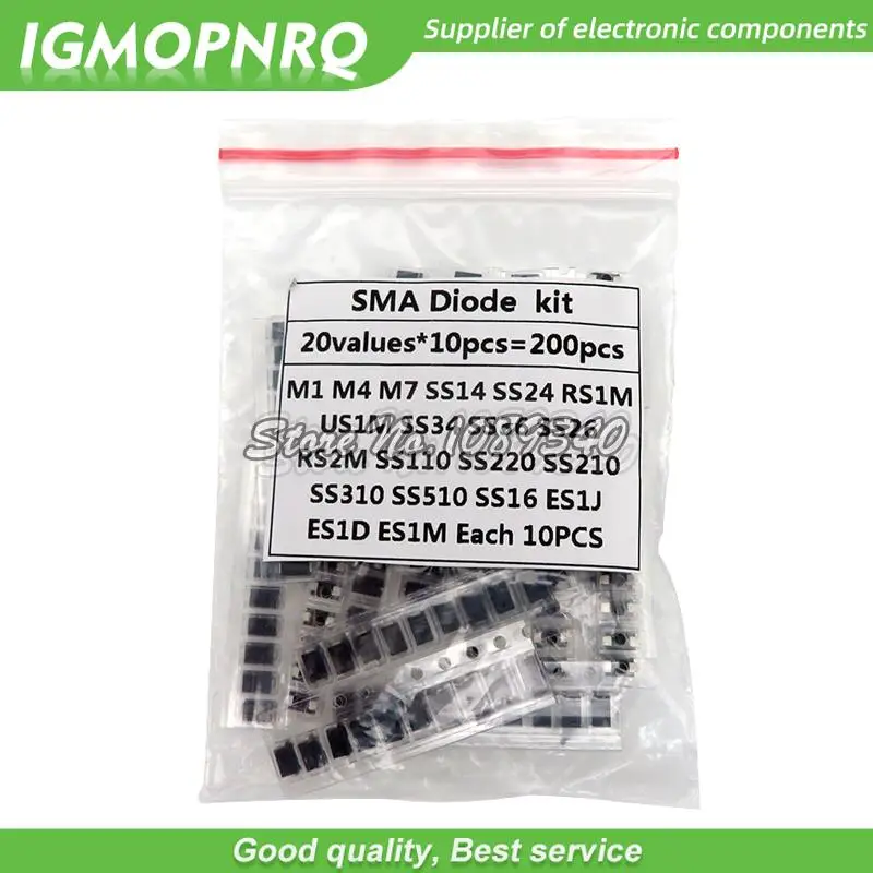 20value*10PCS=200PCS/LOT SMD diode Assorted Kit contains SS110 SS220 SS210 SS310 SS510 SS16 SS26 SS34 SS36 ES1J ES1D M7 M4 US1M