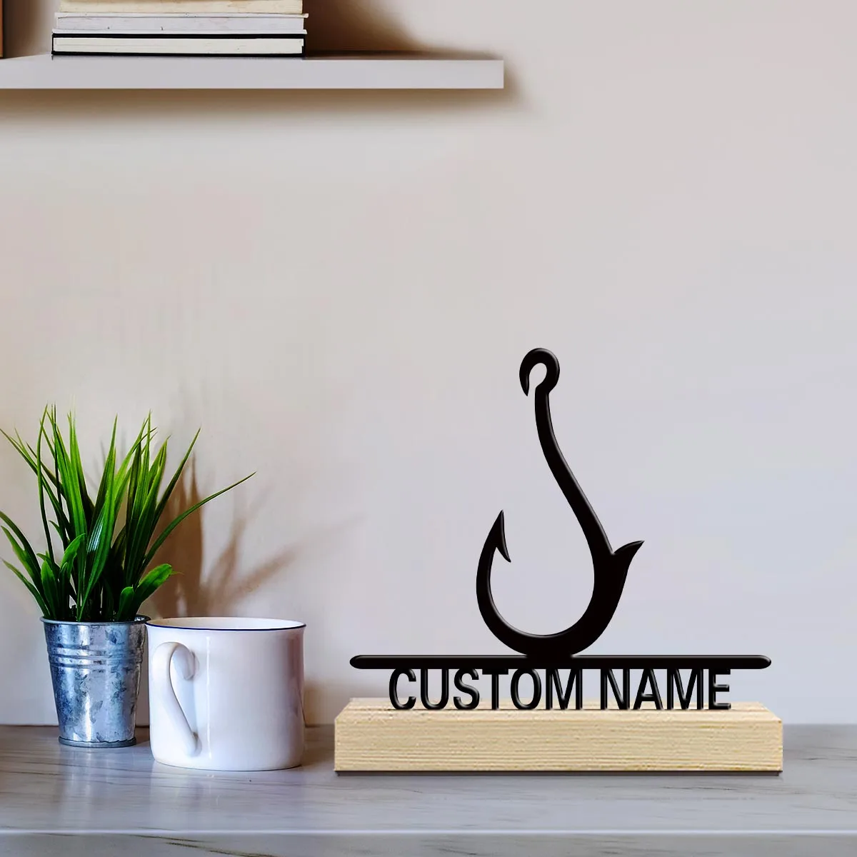 1pc Personalized Metal Artwork Custom Content Equipped with A Wooden Base Home or Office Decorations