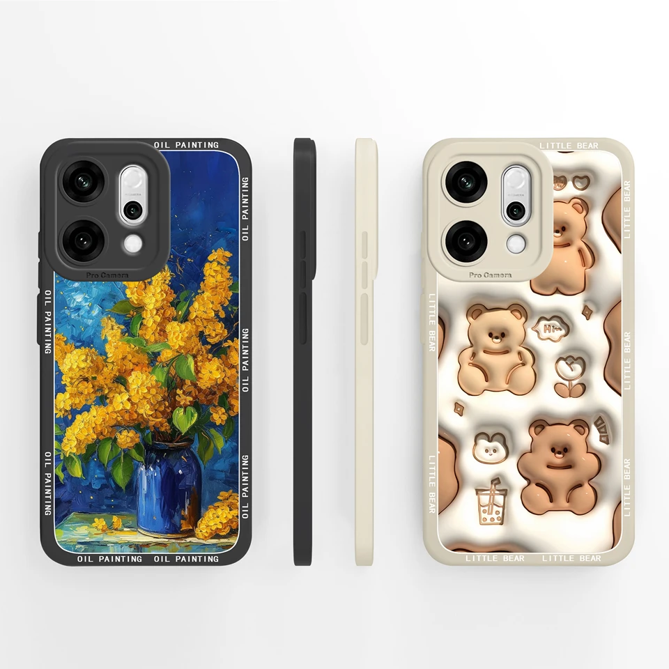 For OPPO Reno14 14Pro 14F Case Pretty Flower Cat Camera Protection Anti-fall Trendy Phone Cover For OPPO Reno 14F reno14pro Capa