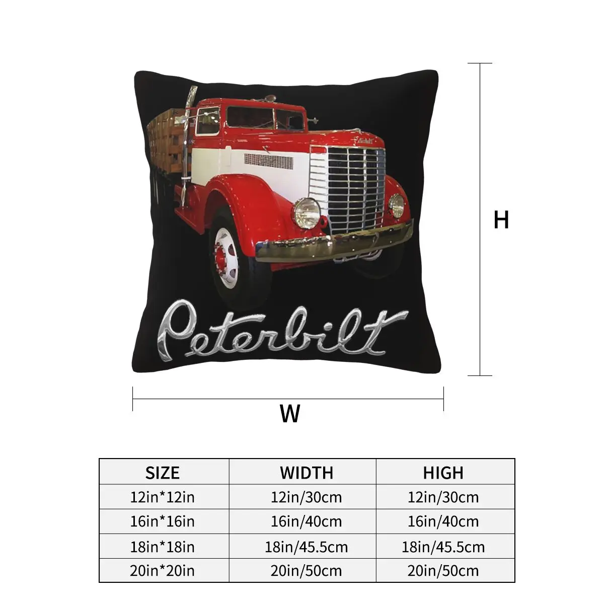 1939 Peterbilt Model 334 Stake Bed Square Pillowcase Pillow Cover Cushion Zip Decorative Comfort Throw Pillow for Home Sofa