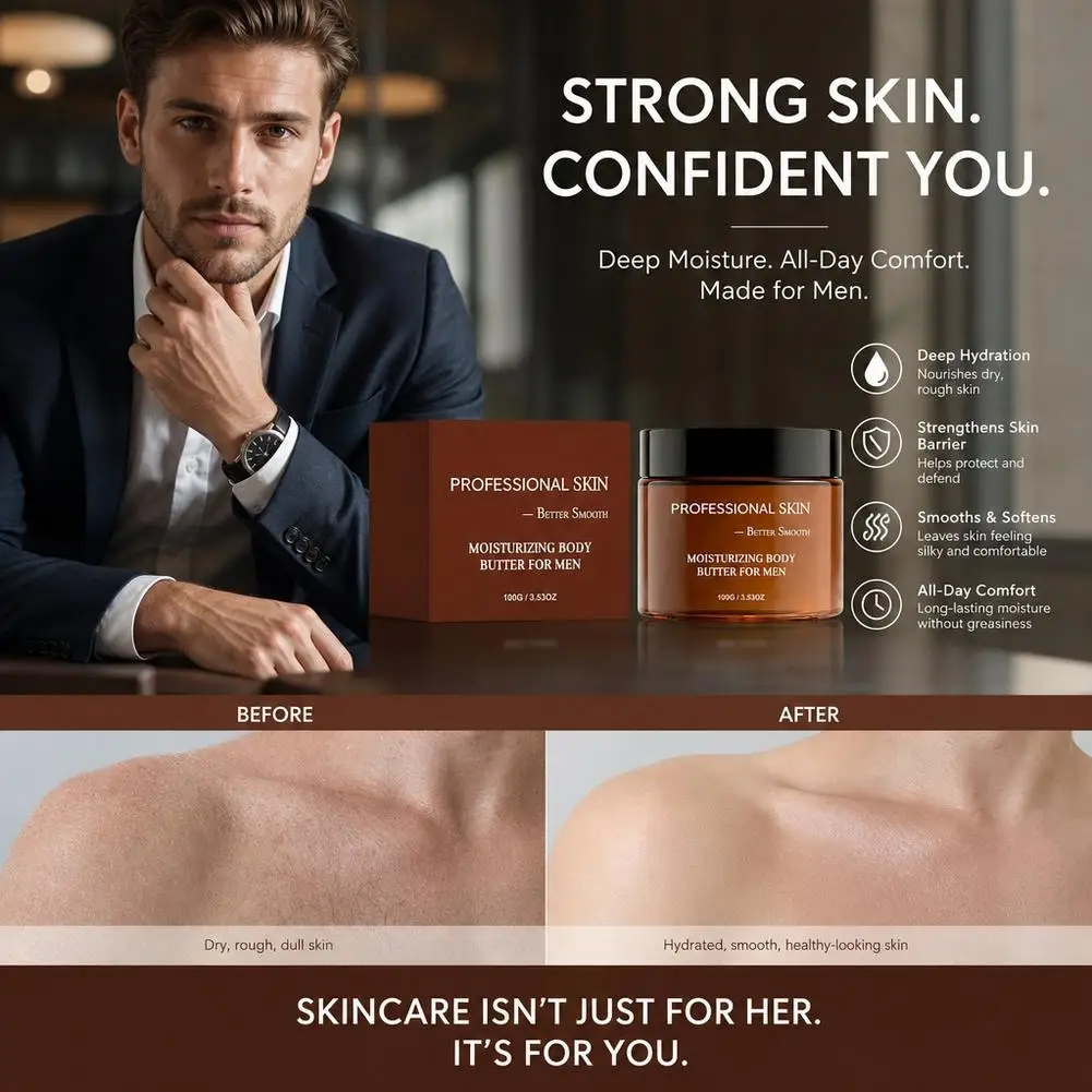100g Men's Body Moisturizing Cream Soft and Smooth Suitable for Dry Skin Butter Body Lotion Alcohol Free Moisturizing Cream 2026
