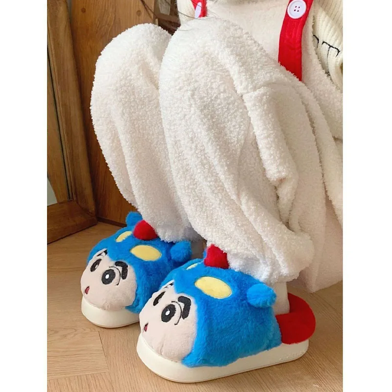 

Kawaii Crayon Shin-chan Home Anti Slip Cotton Slippers Men's and Women's Winter Warm Couple Floor Shoes Girl Christmas Gift Toys