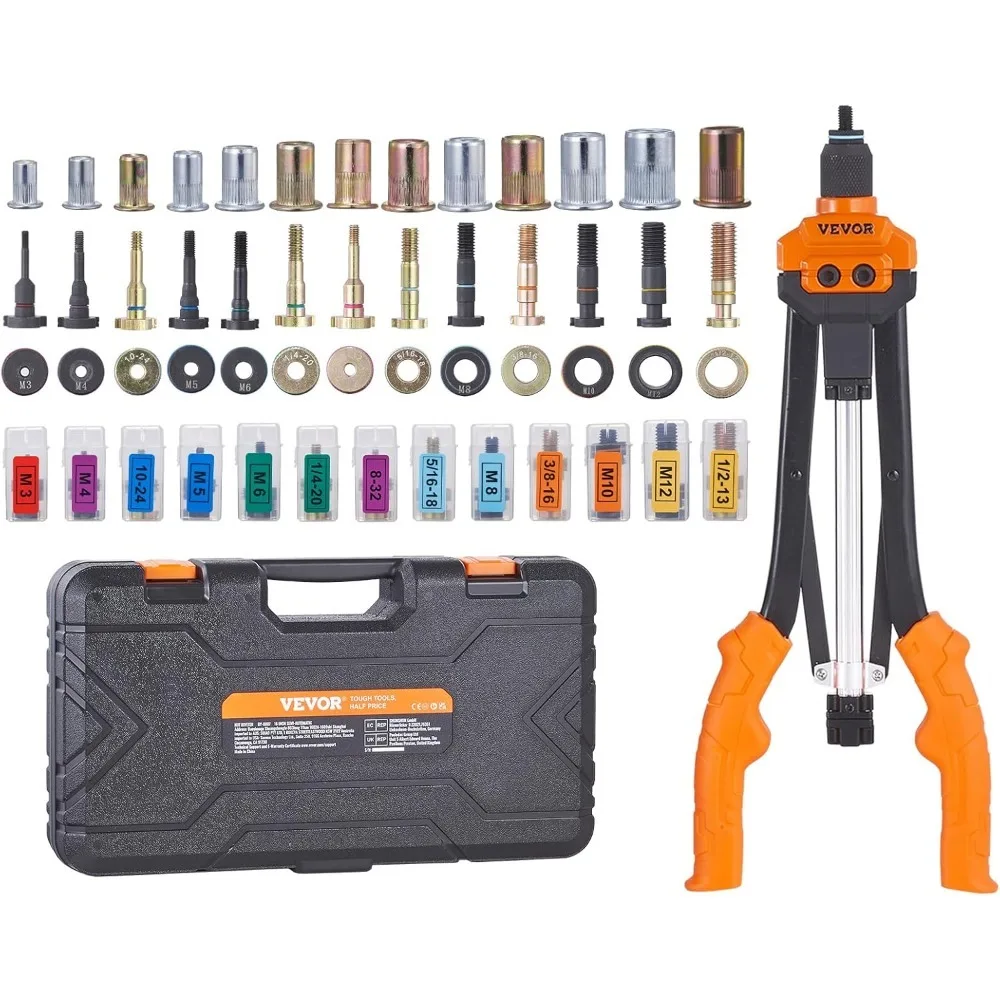 US Shipped  Tool Kit 16 Inch with 13PCS Metric SAE Mandrels 186PCS Rivet Nuts Semi Auto Retraction