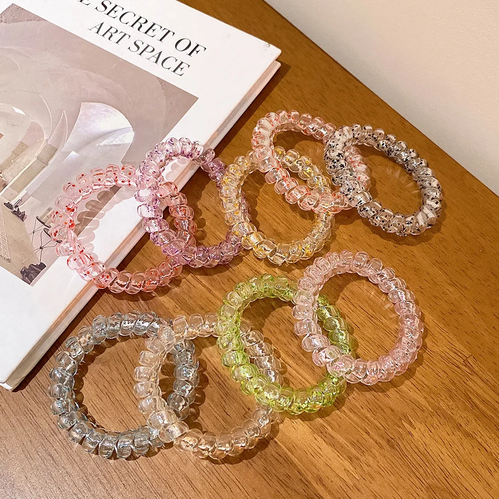 5pcs-Onion powder telephone wire hair tie wholesale hair accessories hair band string small elastic band for women girls